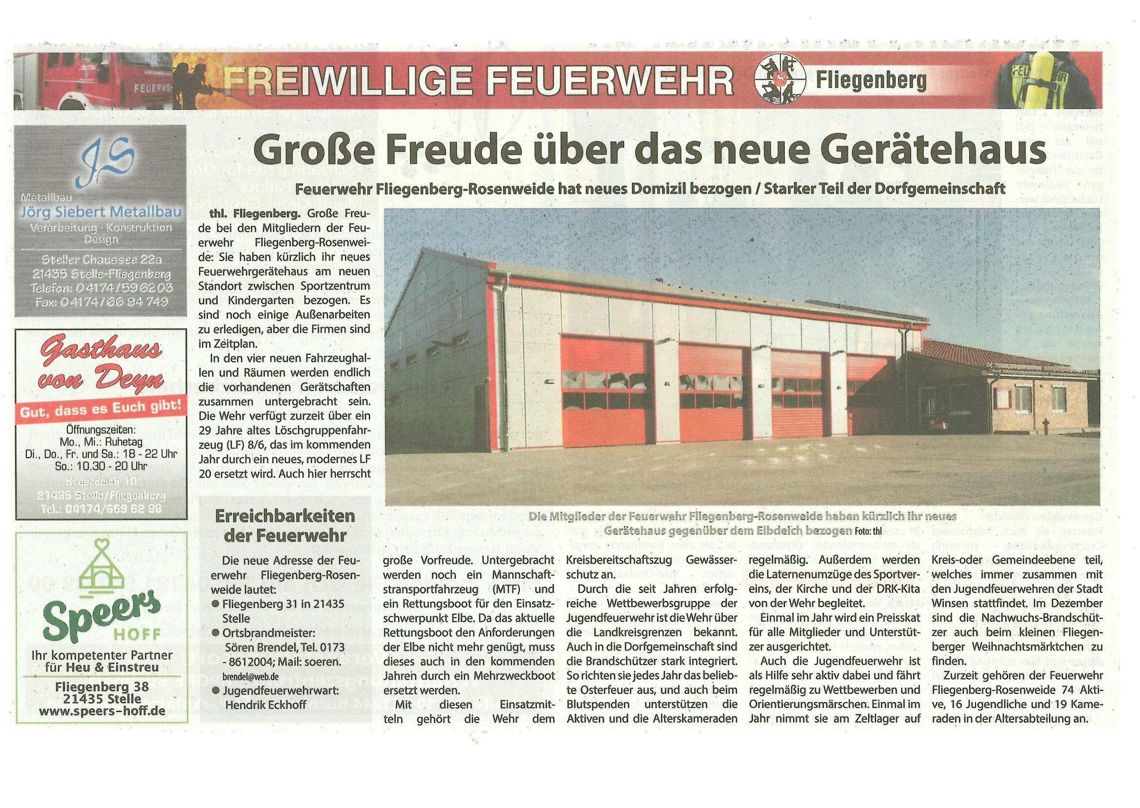 Neues Gerätehaus in Fliegenberg